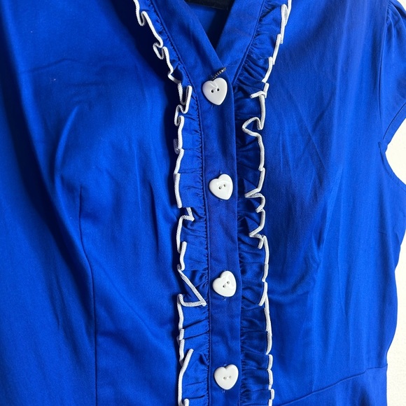 Anni Coco NWT pinup rockabilly retro Royal Blue Dress XL Bettie Twee 50s 60s - Picture 4 of 11